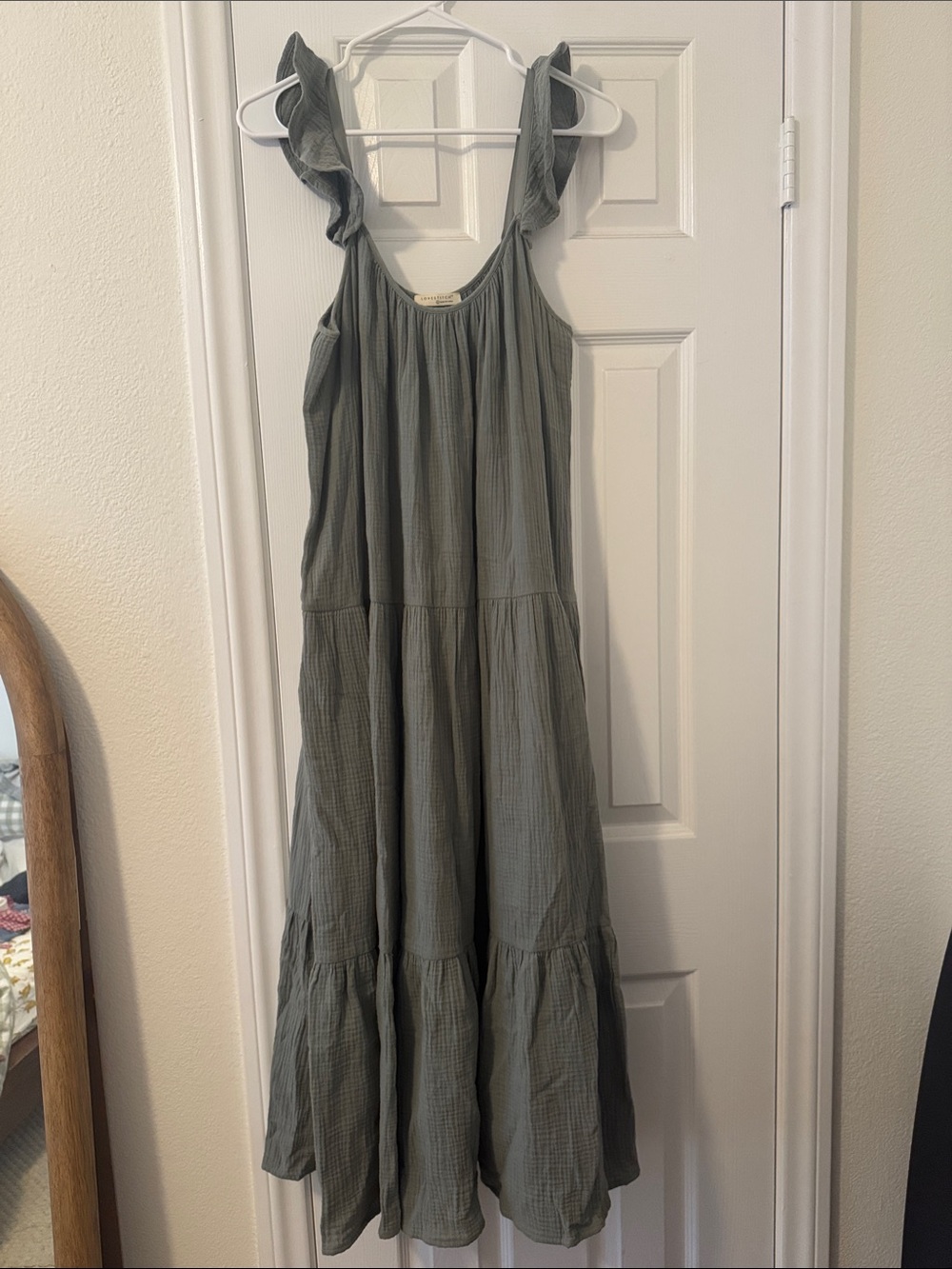 lovestitch Olive Ruffle Strap Tiered Maxi Dress